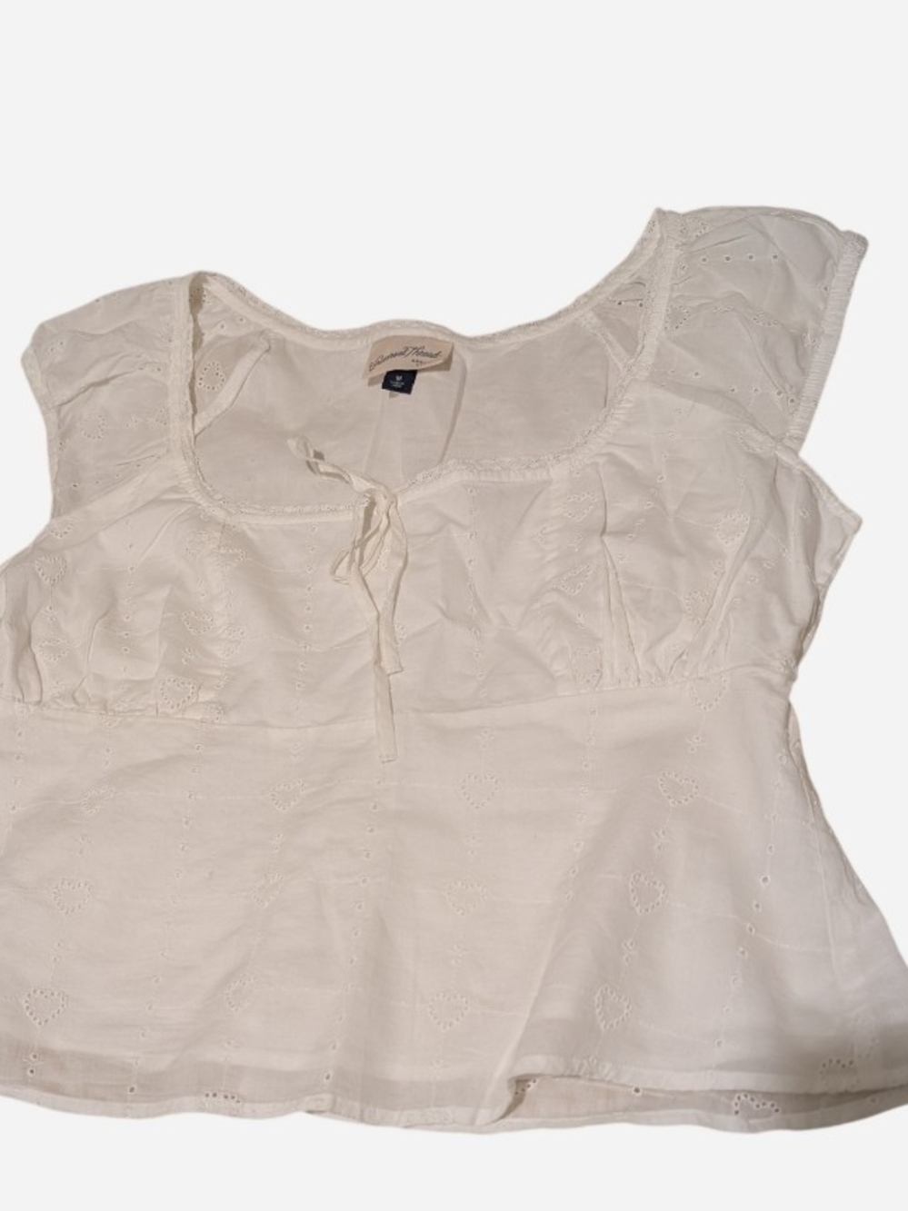 Universal Thread Cream Eyelet Peasant Top - Picture 2 of 10